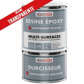 Résine epoxy Multi surfaces transparente, incolore 0,5kg